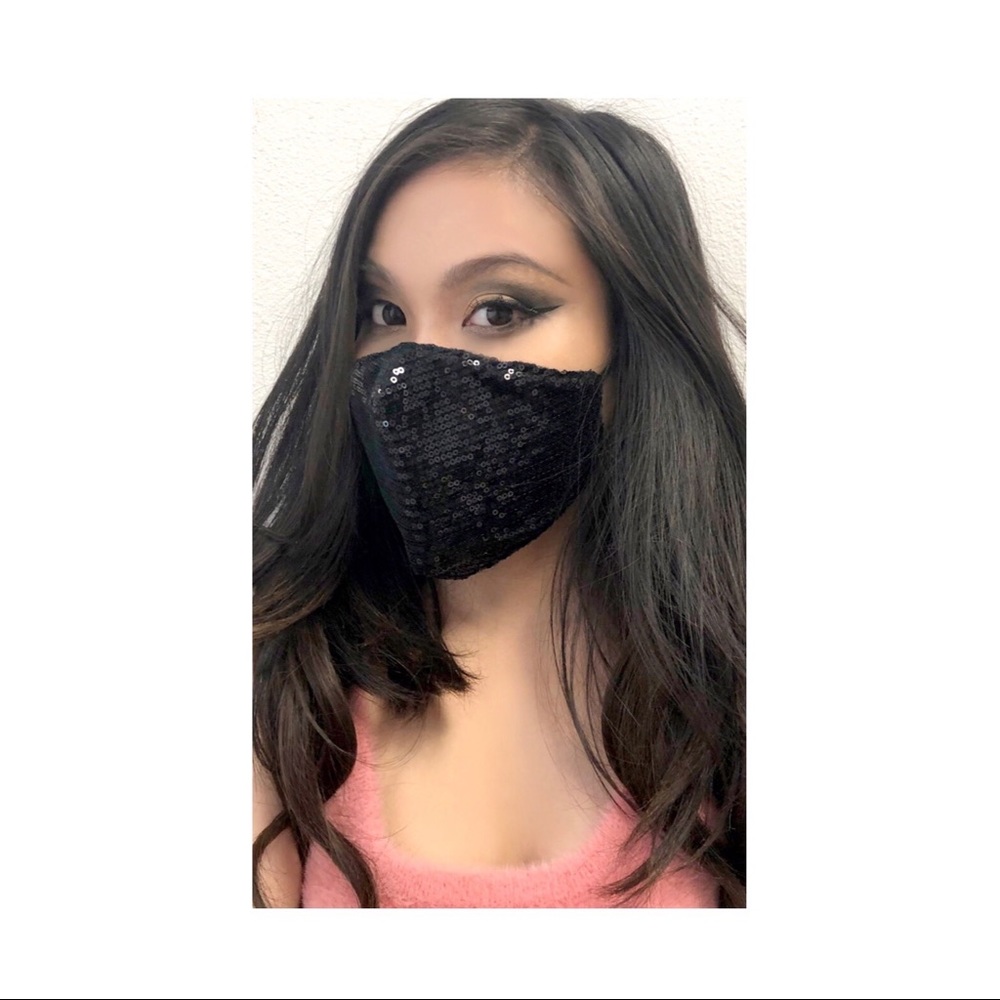 Fashion Bling Black Sequin Face Mask